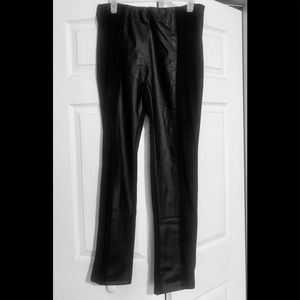 🆕 Boutique black faux leather pants with velvet on the outside of the legs